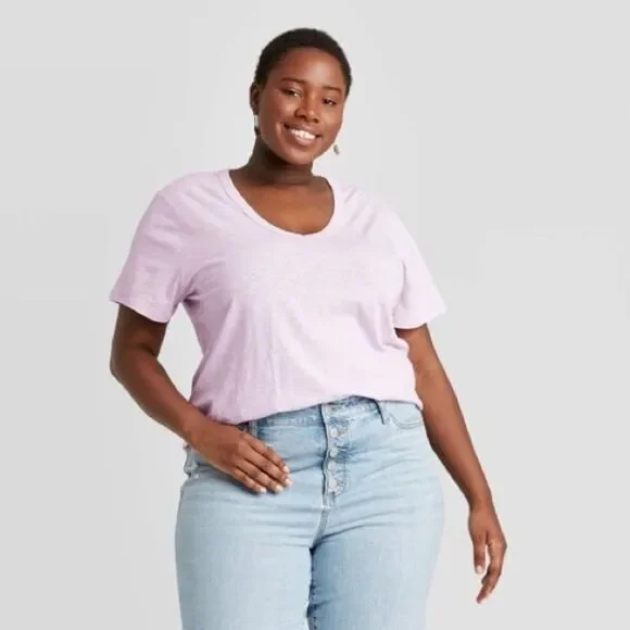 Universal Thread Purple Tee Womens Small Short Sleeve V-Neck Lounge Summer Basic - Picture 2 of 6